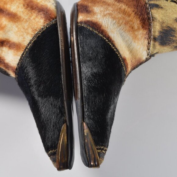 Roberto Cavalli Signature Pony Hair Calfskin Jaguar Print Boots 36 with Box - Picture 14 of 16